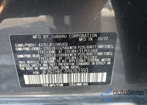 2023 Subaru Crosstrek Sport из США, поврежденный, VIN JF2GTHRC7PH282393